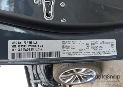 2024 Jeep Wagoneer L Series Ii 4X4 z USA, uszkodzony, nr VIN 1C4SJSBP1RS139924